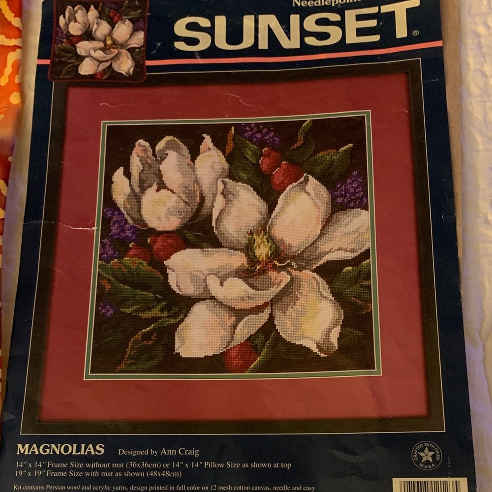 Sunset Magnolias Needlepoint complete kit